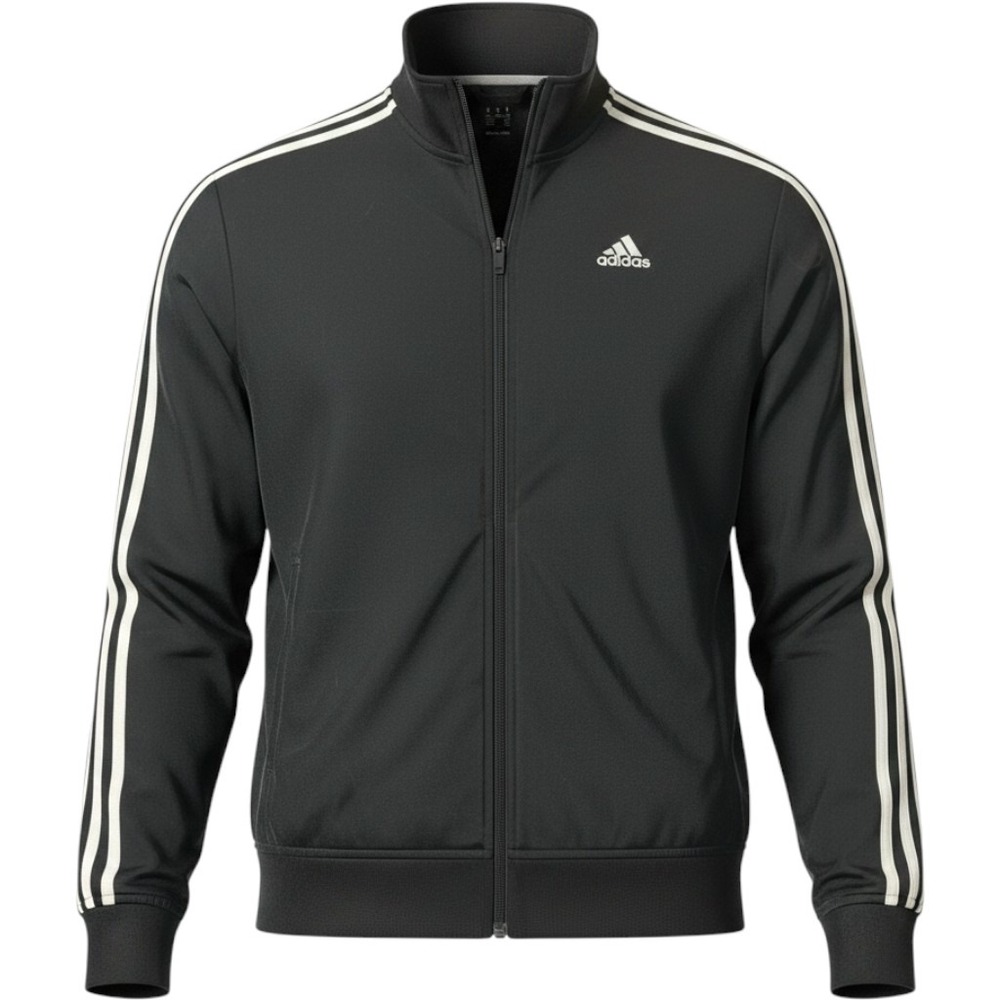 Adidas Essentials 3-Stripes Track Jacket Mens Small Black White Full Zip EUC
